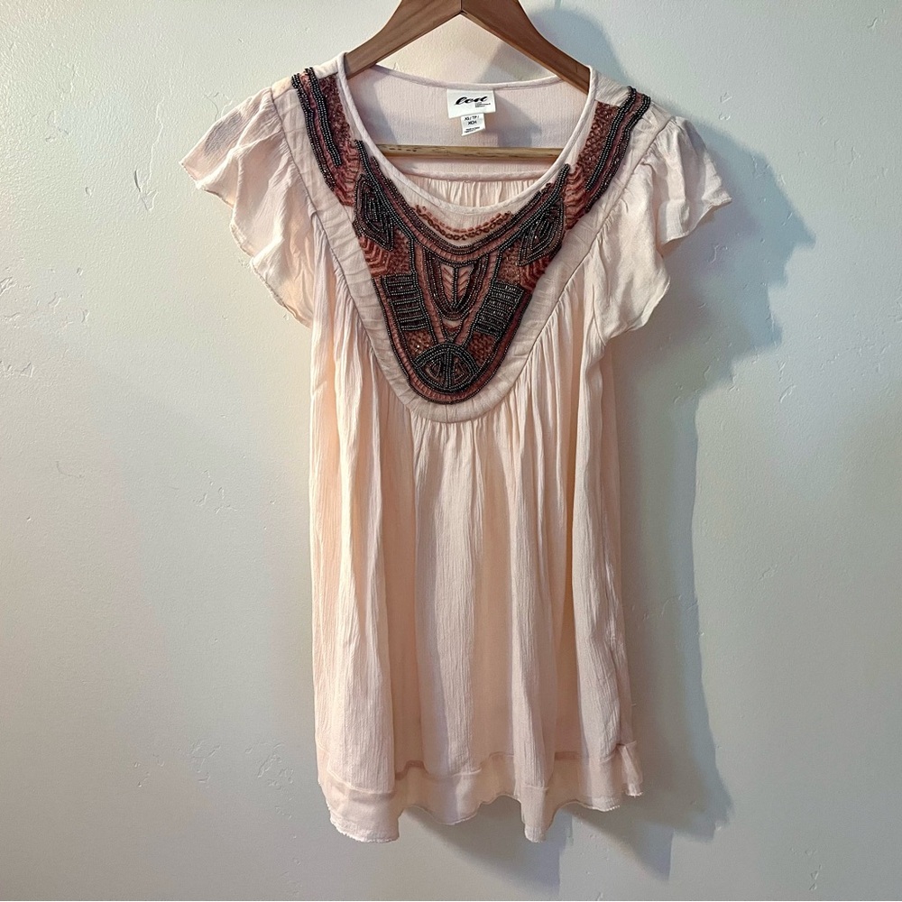 Soft Pink Embroidered Maternity Top